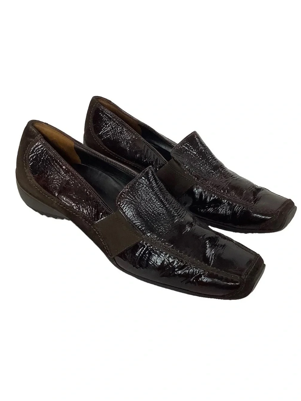 Paul Green Sz 8 Patent Leather Burgundy Sneaker Flats Funky Crinkled Look
